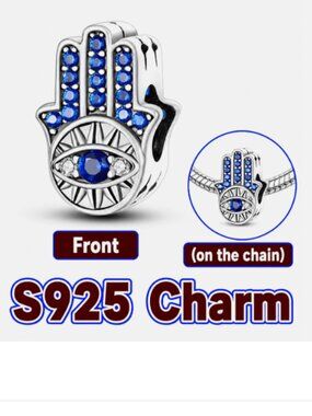 S925 Sterling Silver Evil Eye Hamsa Hand Pendant Charm Necklace Palm Bracelet